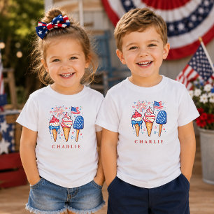 Modern Patriotic Popsicle Personalized Kids Toddler T-shirt