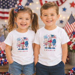 Modern Patriotic Popsicle Personalized Kids Toddler T-shirt
