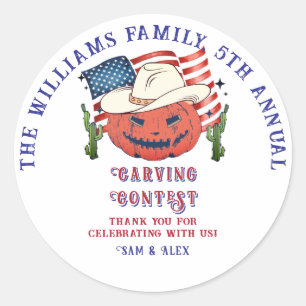 Modern Patriotic Pumpkin Showdown Halloween Classic Round Sticker