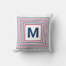 Modern Patriotic Red White and Blue Monogrammed