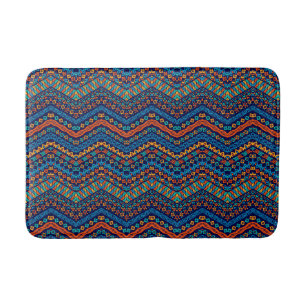 Modern pattern blue African style Bath Mat