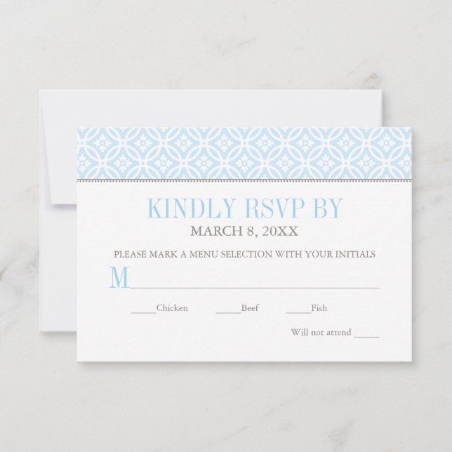 Modern Pattern Blue Baby Boy Baptism RSVP Card (Front)