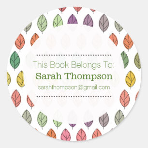 Modern Pattern Bookplate School Name Stickers