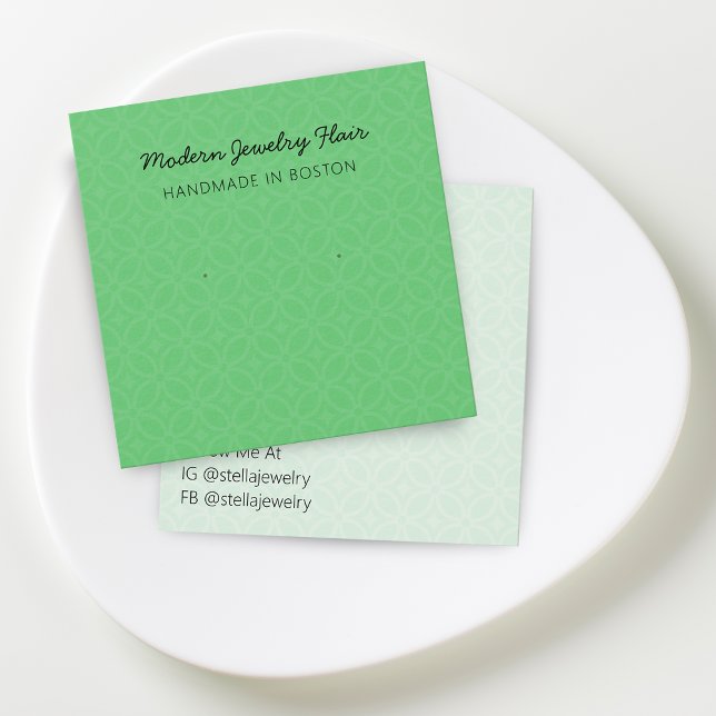 Modern Pattern Bright Green Earring Display Card (Modern Pattern Bright Vivid Green Earring Display Card)