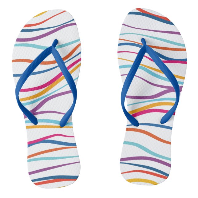 Modern Pattern Coloured Waves   Flip Flops (Footbed)