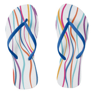 Modern Pattern Coloured Waves Flip Flops