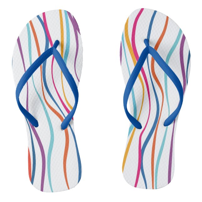 Modern Pattern Coloured Waves   Flip Flops (Footbed)