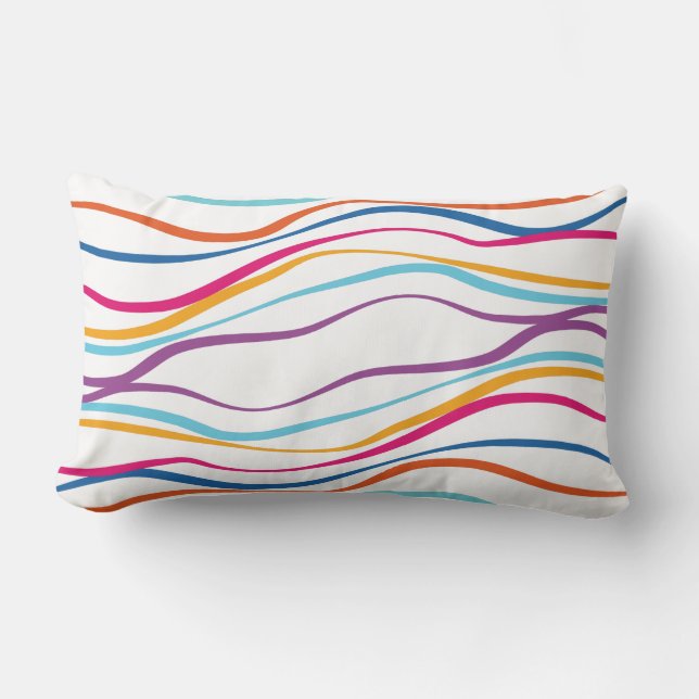 Modern Pattern Coloured Waves  Lumbar Pillow (Front)