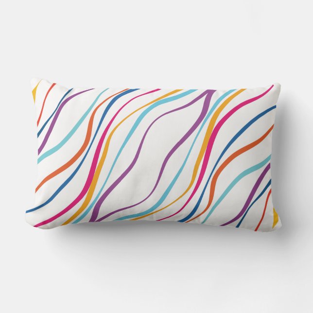 Modern Pattern Coloured Waves  Lumbar Pillow (Front)