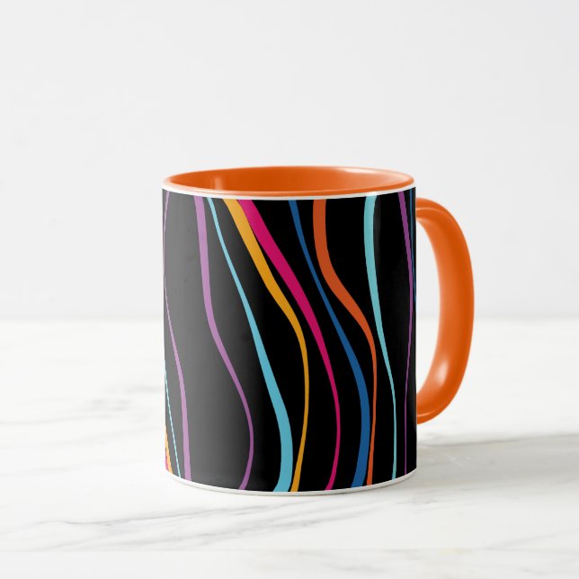 Modern Pattern Coloured Waves Mug (Front Right)