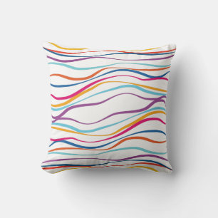 Modern Pattern Coloured Waves Throw Pillow