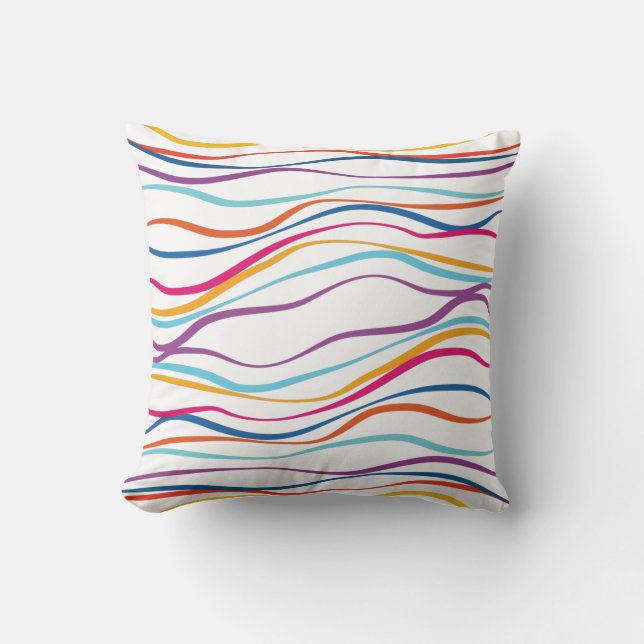 Modern Pattern Coloured Waves Throw Pillow (Front)