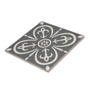 Modern Pattern Decorative Charcoal Grey White Tile