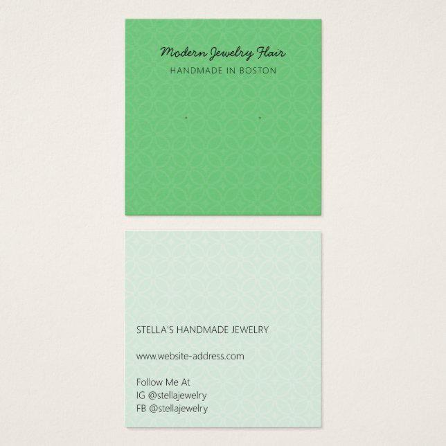 Modern Pattern Green Earring Display Card (Front & Back)