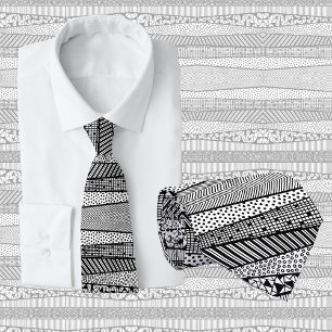 Modern pattern in black and white, chic  tie