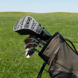 Modern pattern in black and white, personalizable golf head cover
