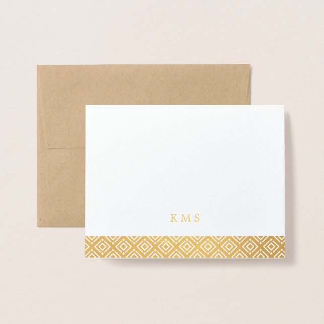 Modern Pattern Monogram Note Card (Front With Envelope)