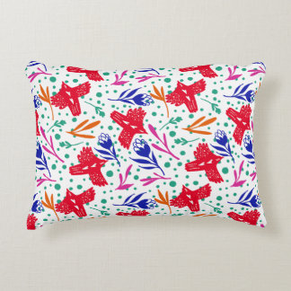 Modern pattern of birds and flowers accent pillow