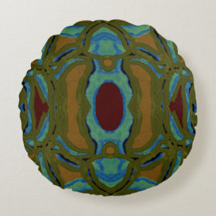 Modern Pattern Pillow- Gold,Green,Maroon,Blue Round Pillow