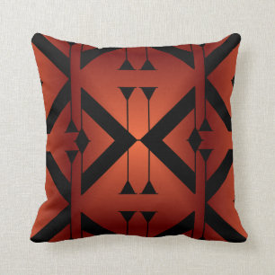 Modern Pattern Pillow-Home -Burnt Orange/Black Throw Pillow
