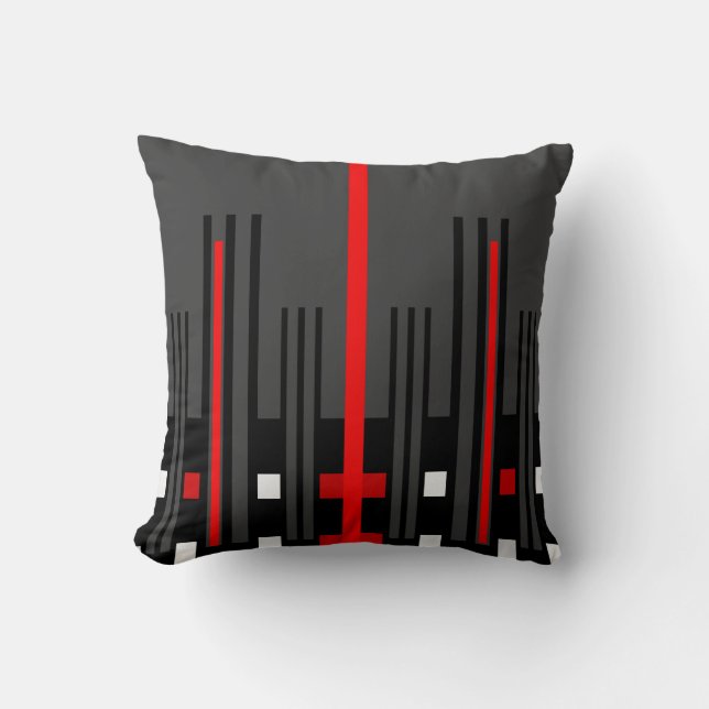 Modern Pattern Pillow-Home-Red/Grey/Black/White Throw Pillow (Front)