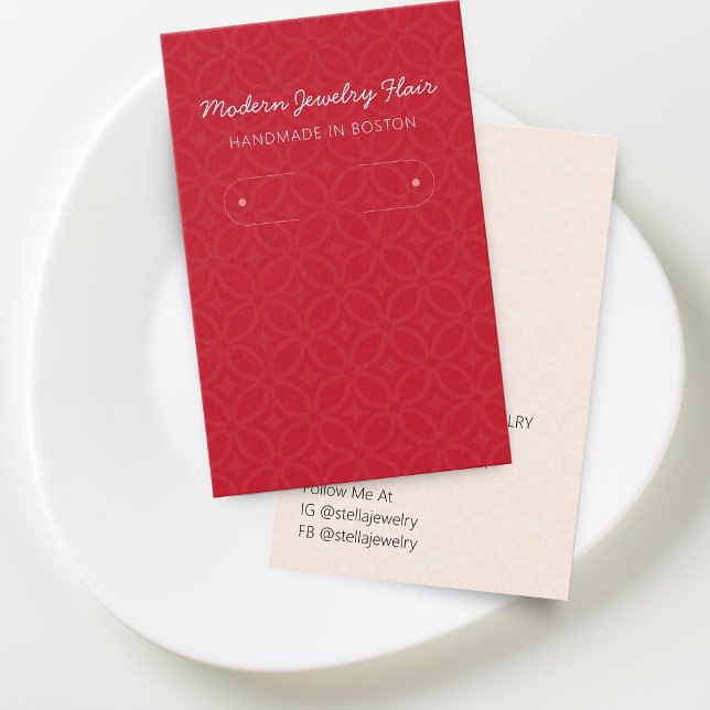 Modern Pattern Red Hoop Earring Display Card (Modern Pattern Red Hoop Earring Display Card)