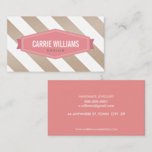 MODERN PATTERN striped coral retro eco Kraft Business Card