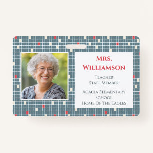 Modern Pattern Teacher Educator Staff Photo ID Badge