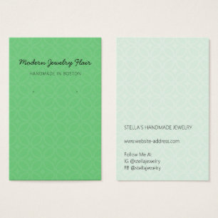 Modern Pattern Vivid Green Earring Display Card