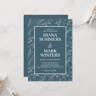 Modern pattern with swallows. Wedding Invitation