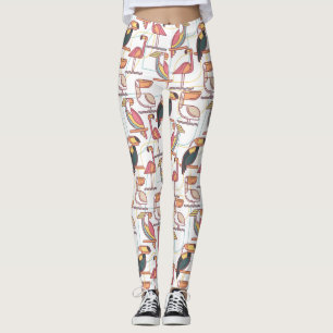 Modern Pattern With Tropical Birds Leggings