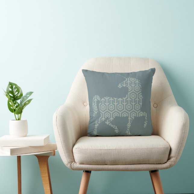 Modern Patterned Unicorn Shape Throw Pillow (Chair)