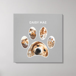 Modern Paw Print Custom Pet Name Photo Collage