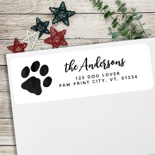 Modern Paw Print Personalized Return Address