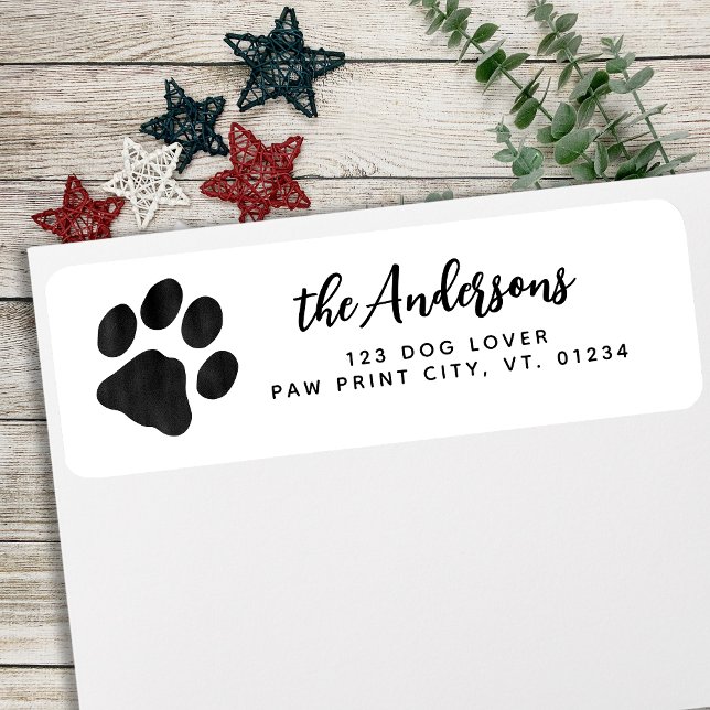 Modern Paw Print Personalized Return Address (Creator Uploaded)