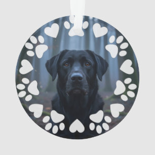Modern Paw Prints & Hearts Personalized Pet Photo Ornament