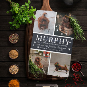 Modern Paw Prints Personalized Pet Memorial Photo Kitchen Towel