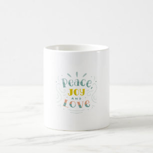 Modern Peace Joy and Love Typography Mug