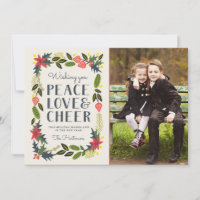 Modern Peace Love Cheer Festive Frame Photo