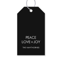 Modern Peace Love Joy Black and White Holiday