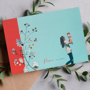 Modern Peace Love OR Joy Christmas Photo Holiday C Card