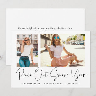 Modern Peace Out 2 Photos Script Graduation Announcement