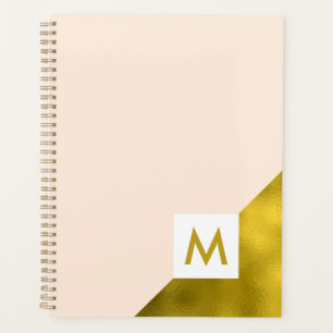 Modern Peach and Gold Monogram Planner