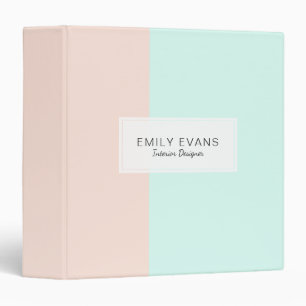 Modern Peach and Mint Color Block Binder