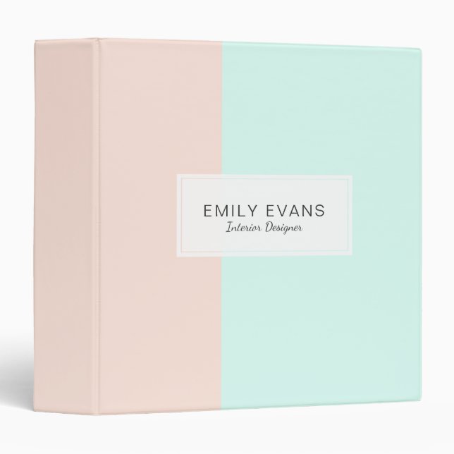 Modern Peach and Mint Color Block Binder (Front/Spine)