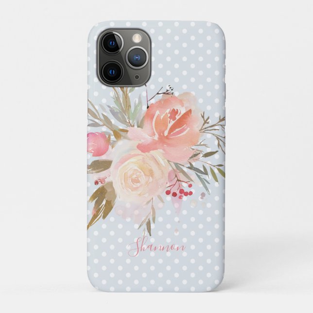 Modern Peach and Pink Floral Personalized Case-Mate iPhone Case (Back)