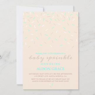 Modern Peach & Blue Baby Sprinkle Invitation