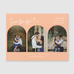 Modern Peach Boho Save the Date Arch Photo Magnet
