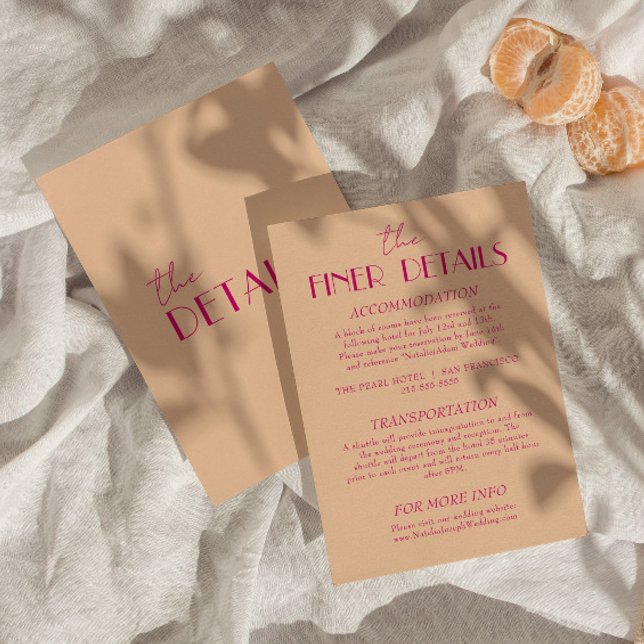 Modern Peach colourful Funky Retro Wedding Details Enclosure Card (Creator Uploaded)