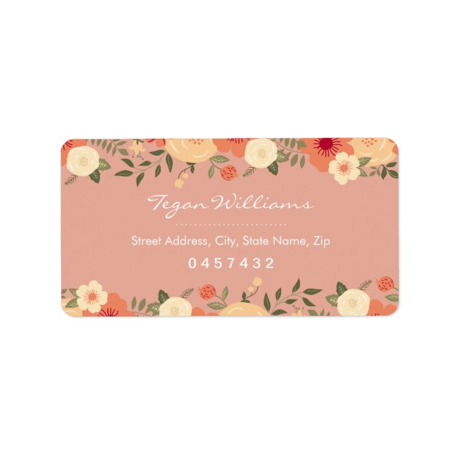 Modern Peach Floral Address Labels (Front)